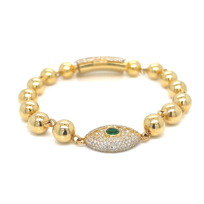 Diamond and Gold Evil Eye Bracelet