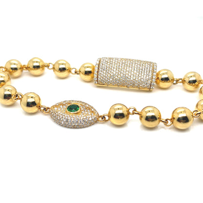 Diamond and Gold Evil Eye Bracelet