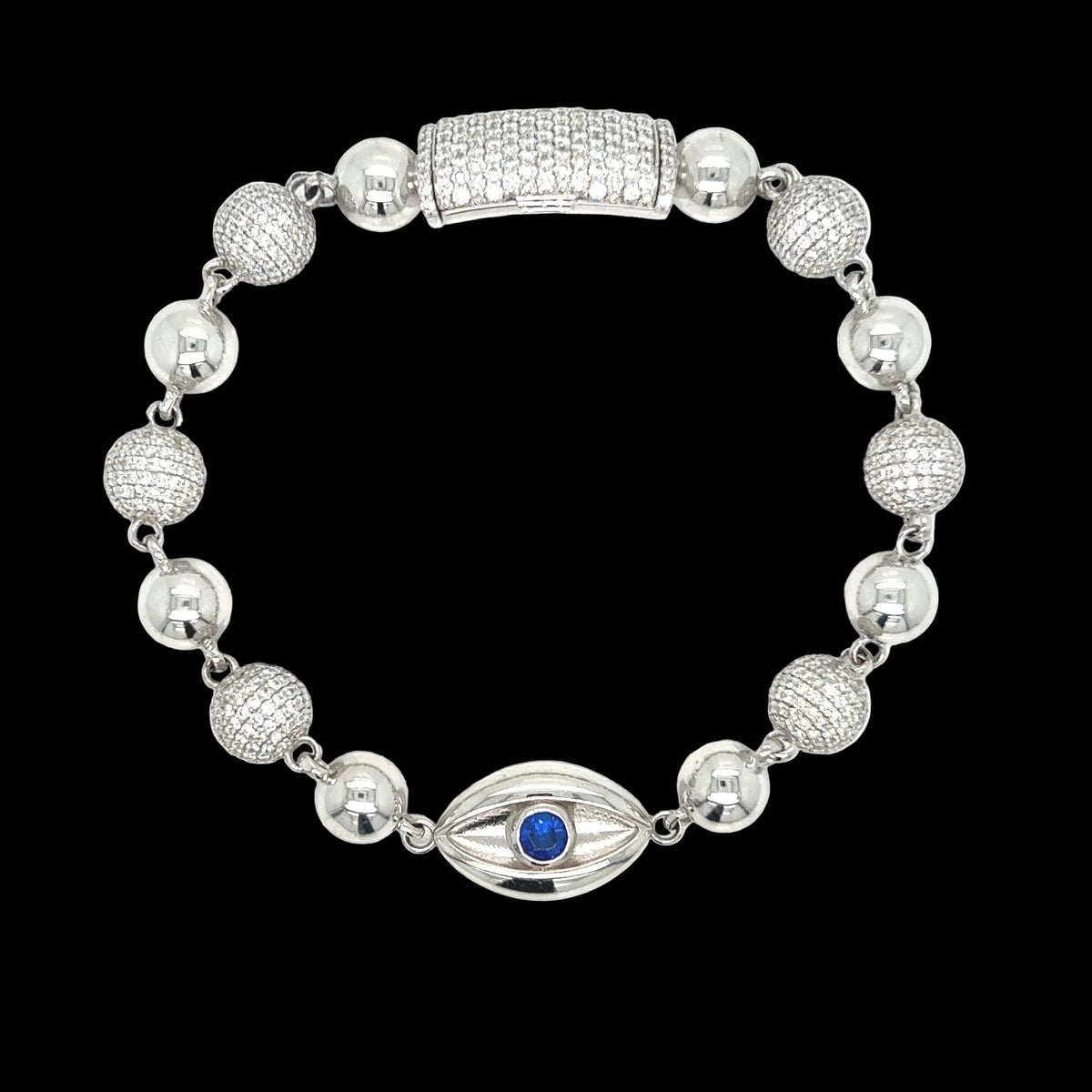 Diamond and Gold Evil Eye Bracelet White Gold 14k