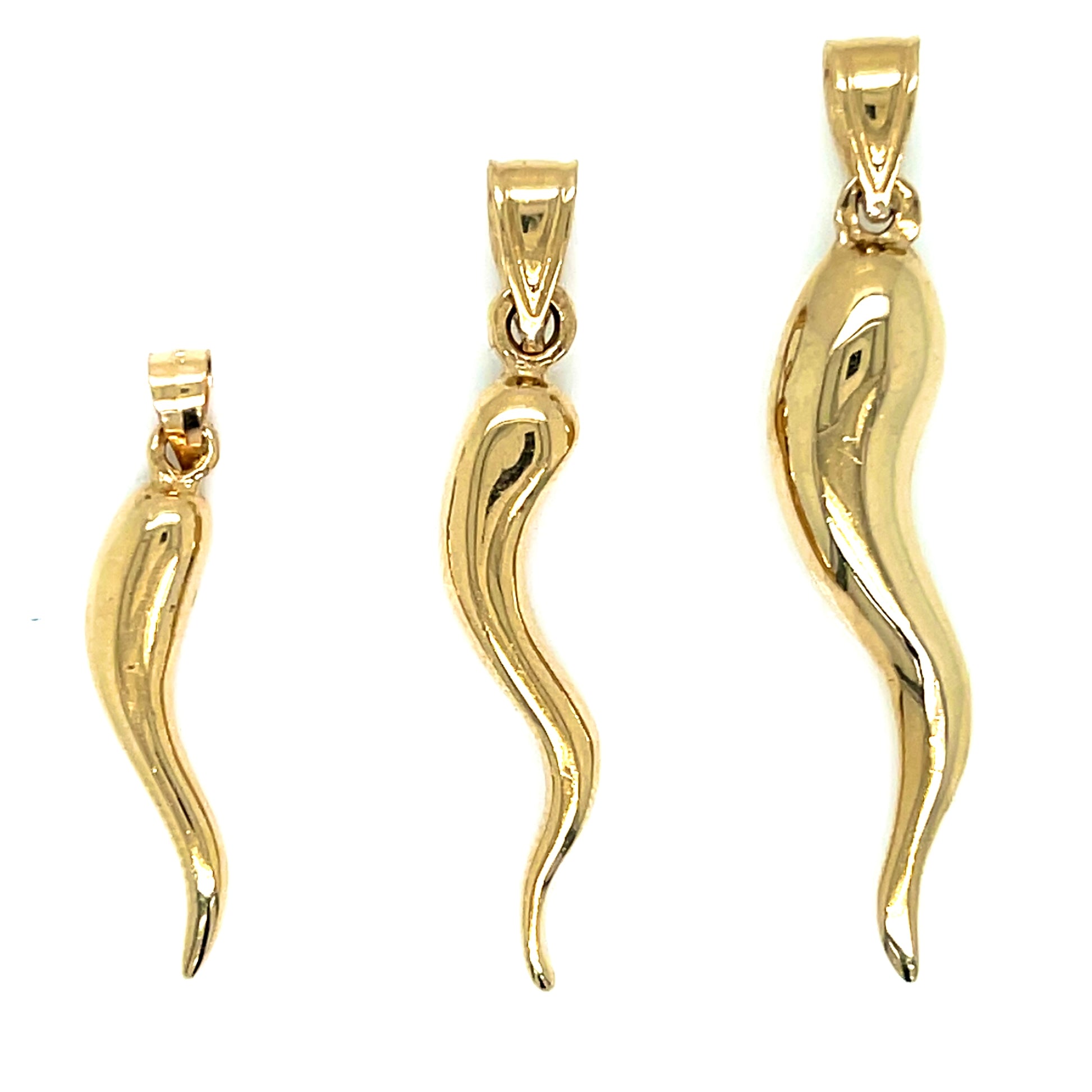 14KT Solid Italian Horn and Chain Set