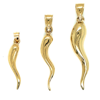 14KT Solid Italian Horn and Chain Set
