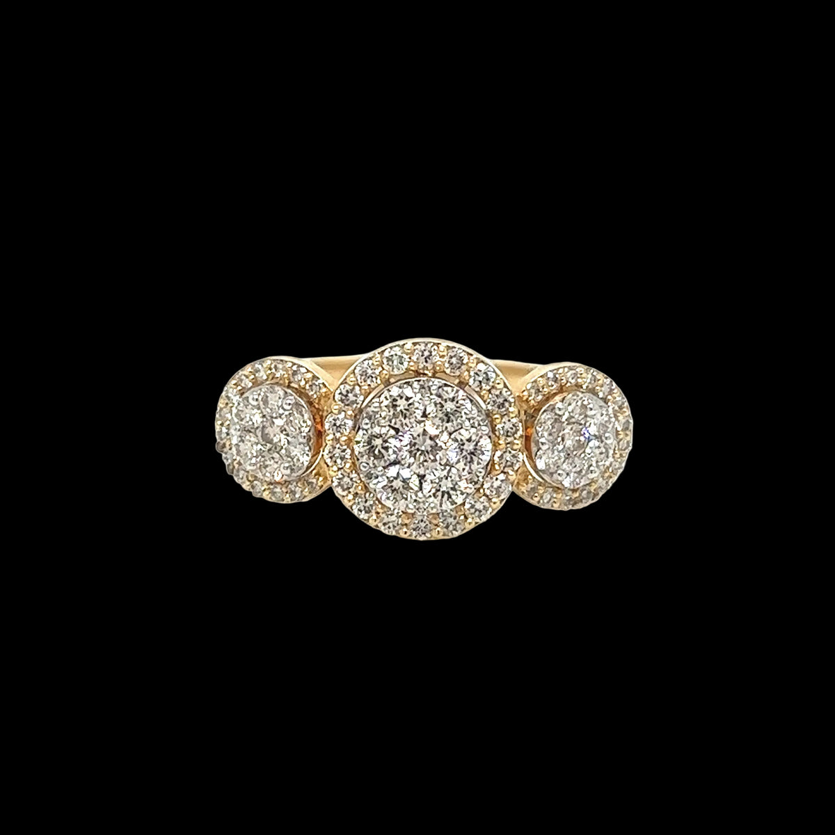 Three Halo Women Diamond Ring
