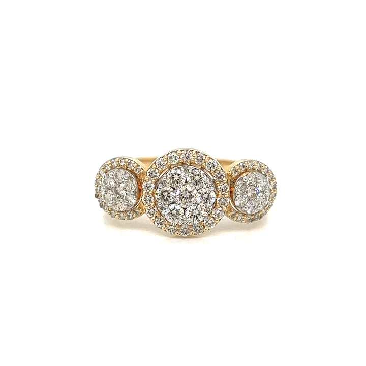 Three Halo Women Diamond Ring