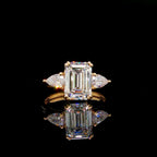 3.50CT Emerald Cut Wing Diamond Engagement Ring