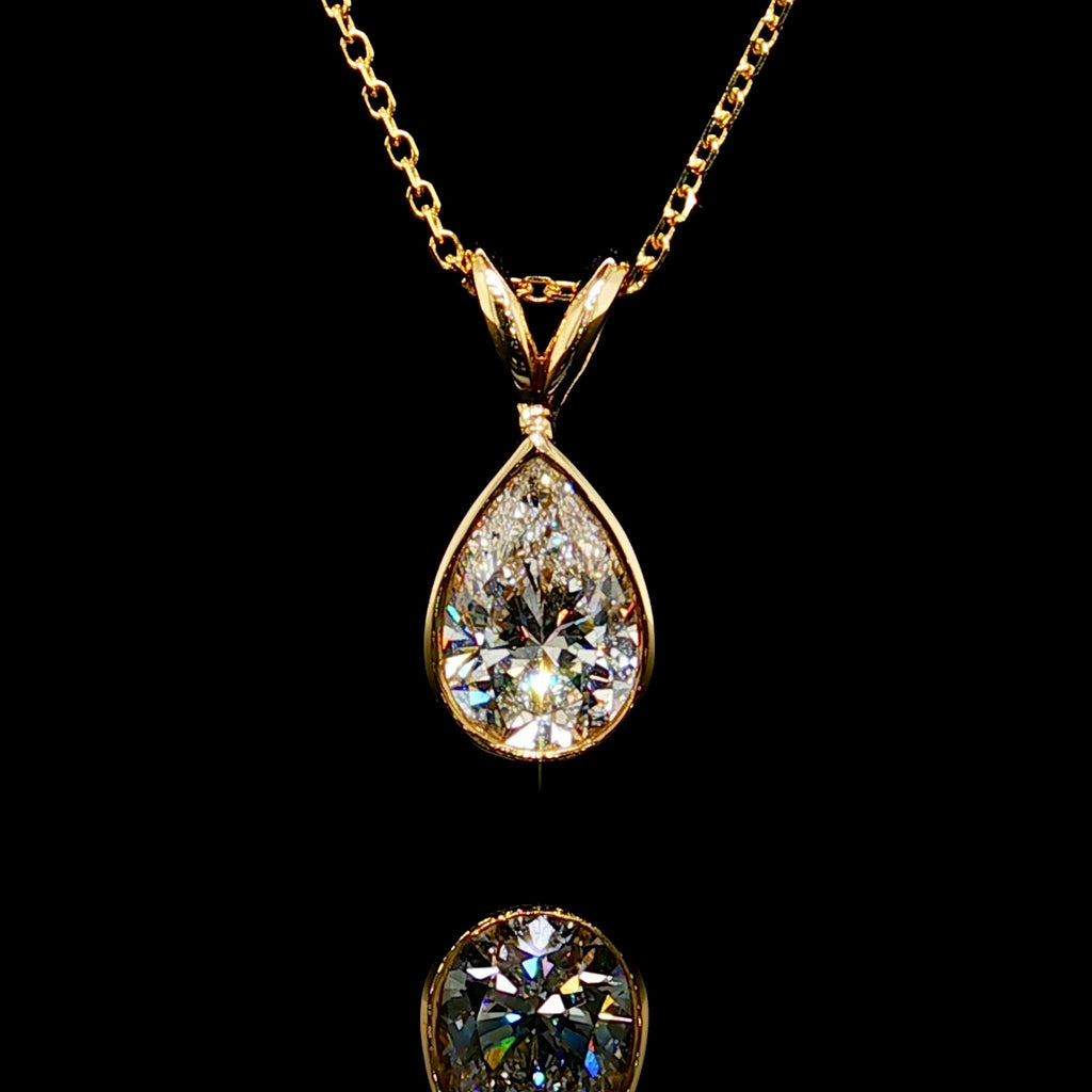 Pear Shape Diamond Pendant 14K Gold