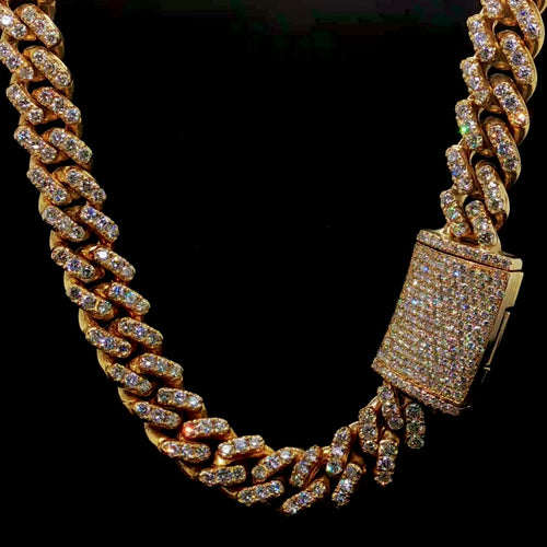 10Kt Prong Set Diamond Cuban Chain