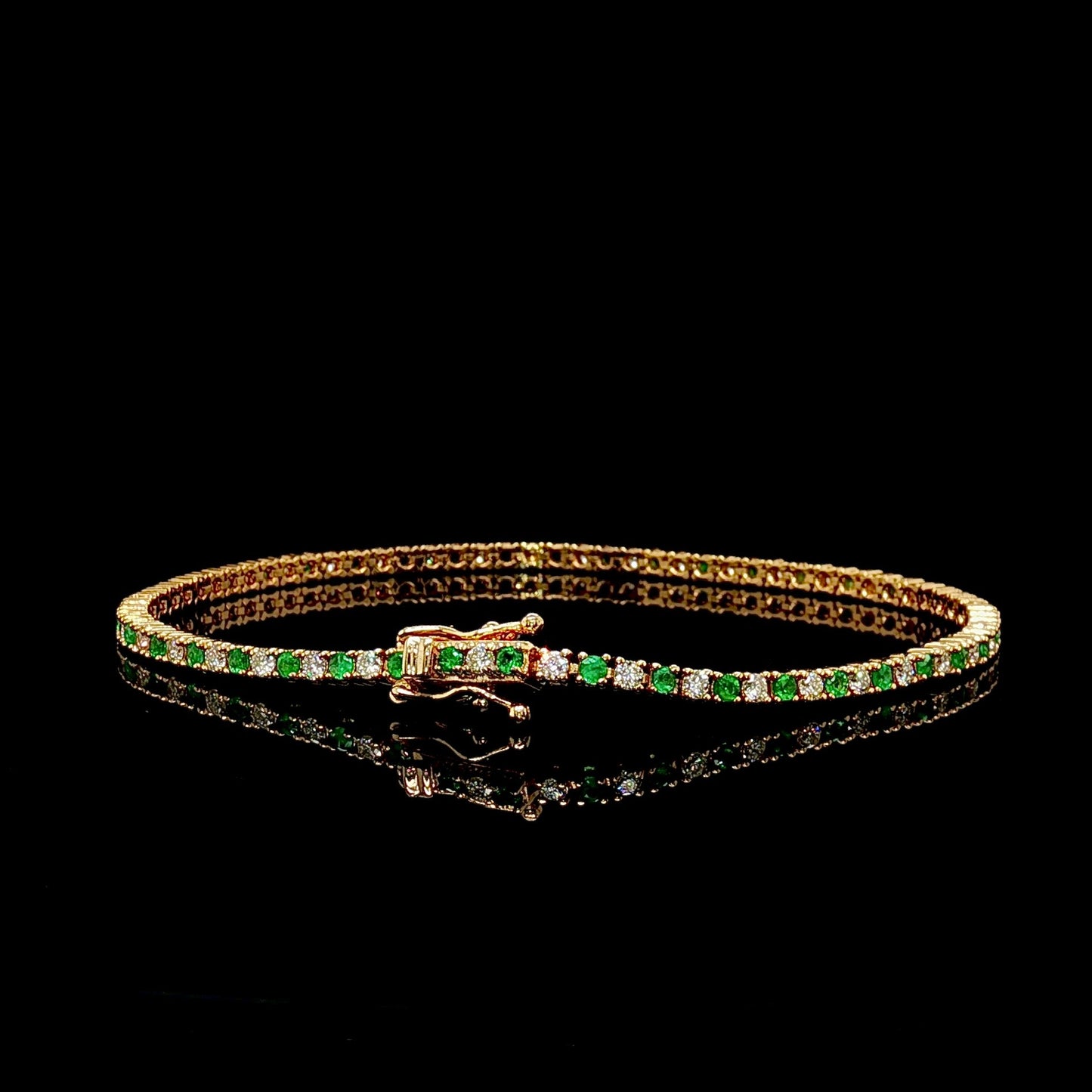14K Diamond Tennis Emerald & Saphire Bracelet
