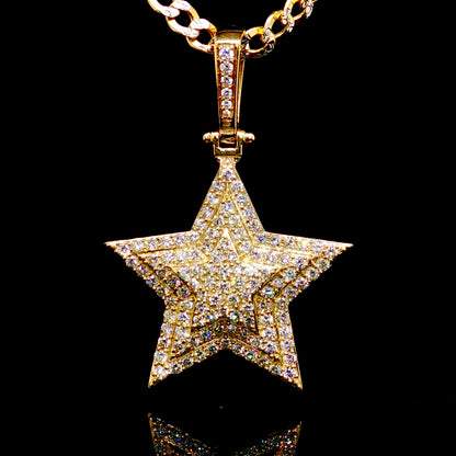 Studded Star Diamond Pendant in 14k