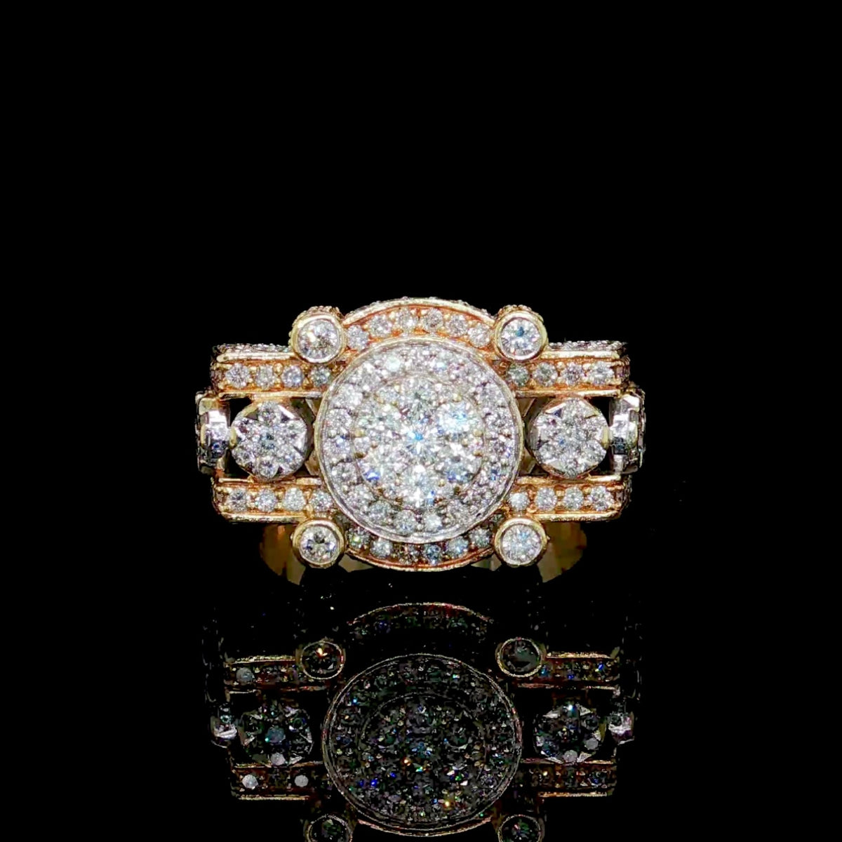 6.5 ct Diamond Mens Ring- il Castello 14k Gold