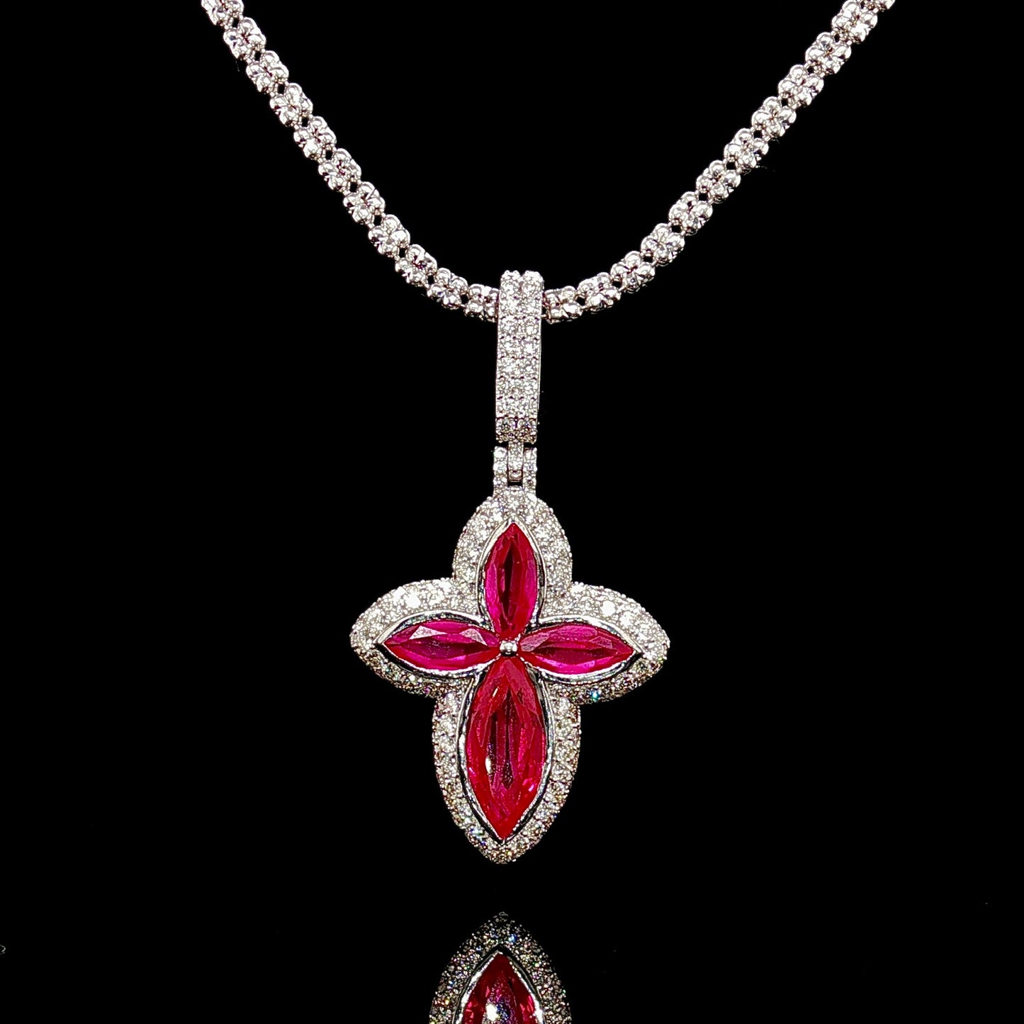 Diamond Ruby Cross Pendant