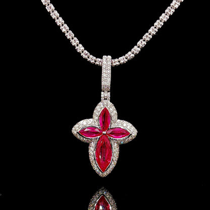 Diamond Ruby Cross Pendant