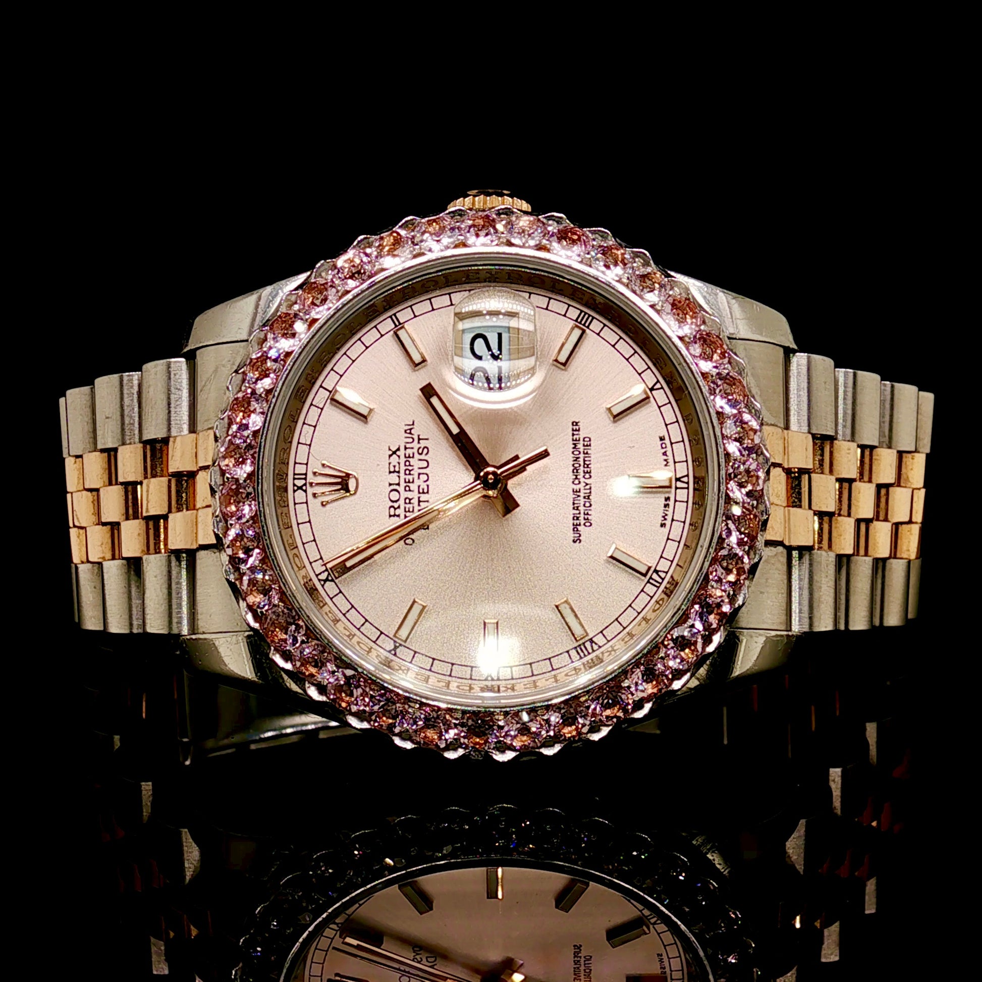 Rolex Datejust 36MM with 25 Pointer Pink Diamond Bezel 116231