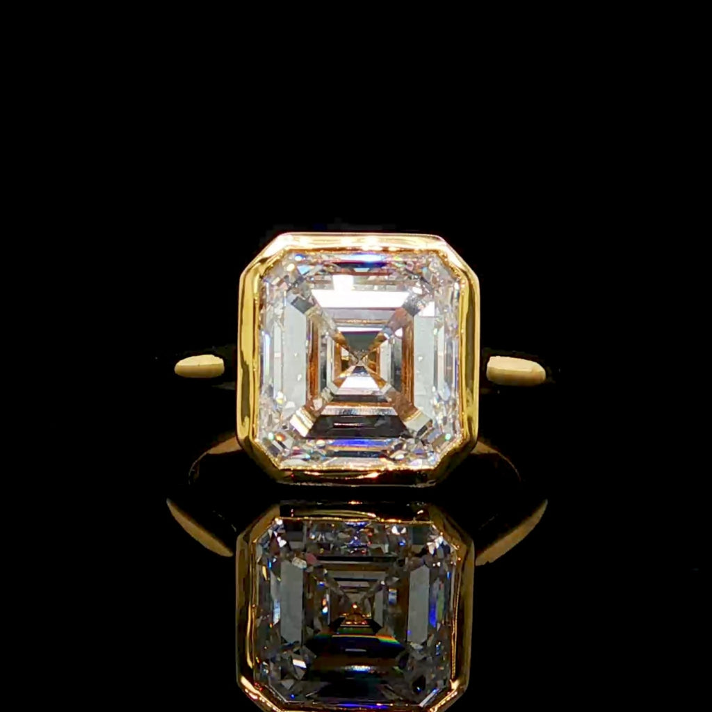 5CT Bezel Set Asscher Cut Diamond Ring