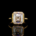 5CT Bezel Set Asscher Cut Diamond Ring