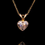 Lab Heart Diamond Bezel Set Pendant 14K Gold