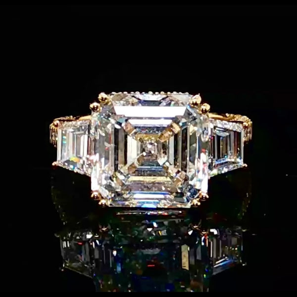 Asscher Cut Hidden Halo Engagement Ring