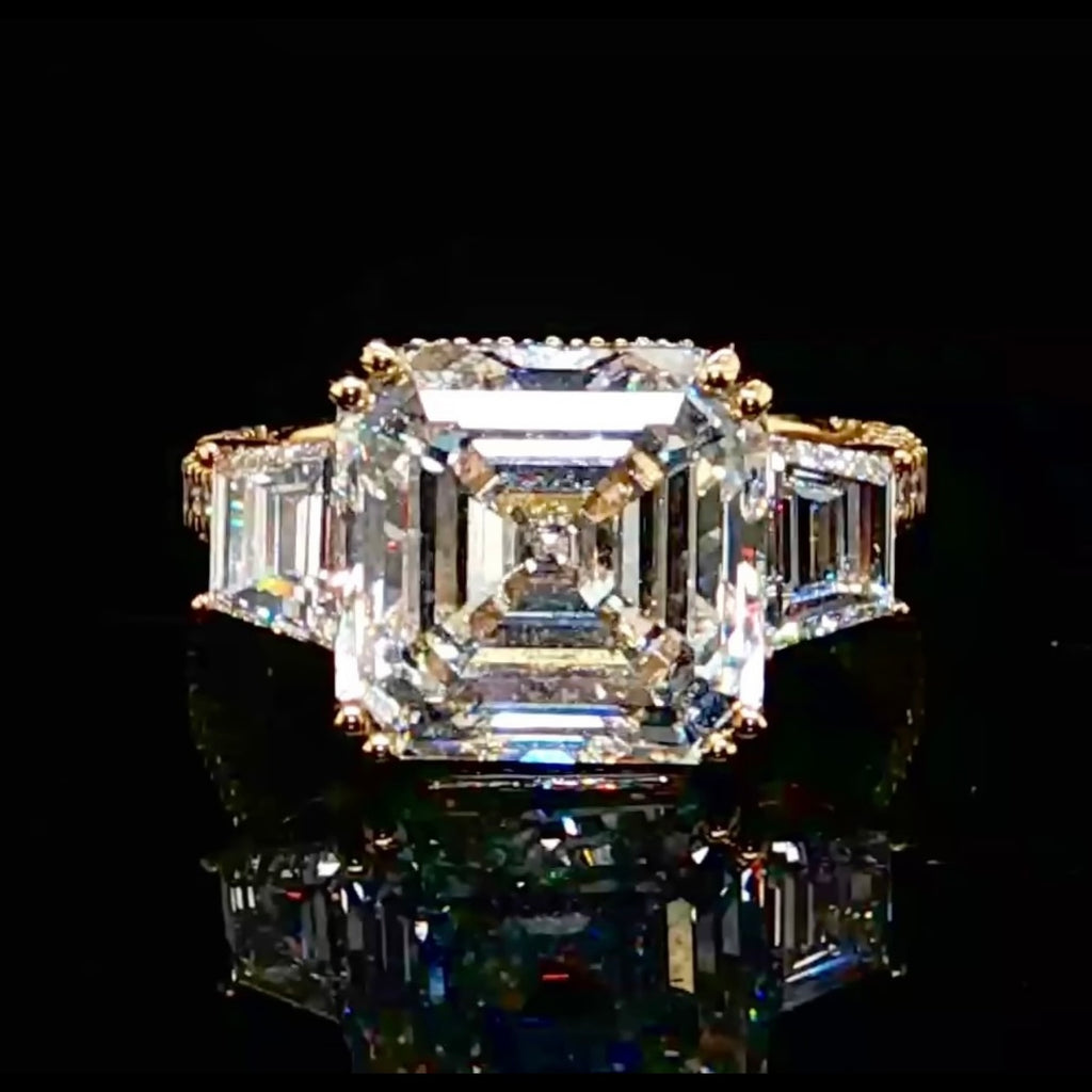 Asscher Cut Hidden Halo Engagement Ring