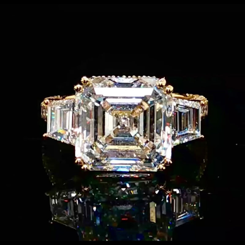 Asscher Cut Hidden Halo Engagement Ring