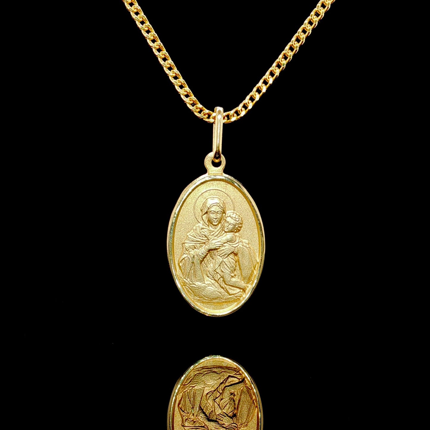 14K Gold Mother Mary Medallion