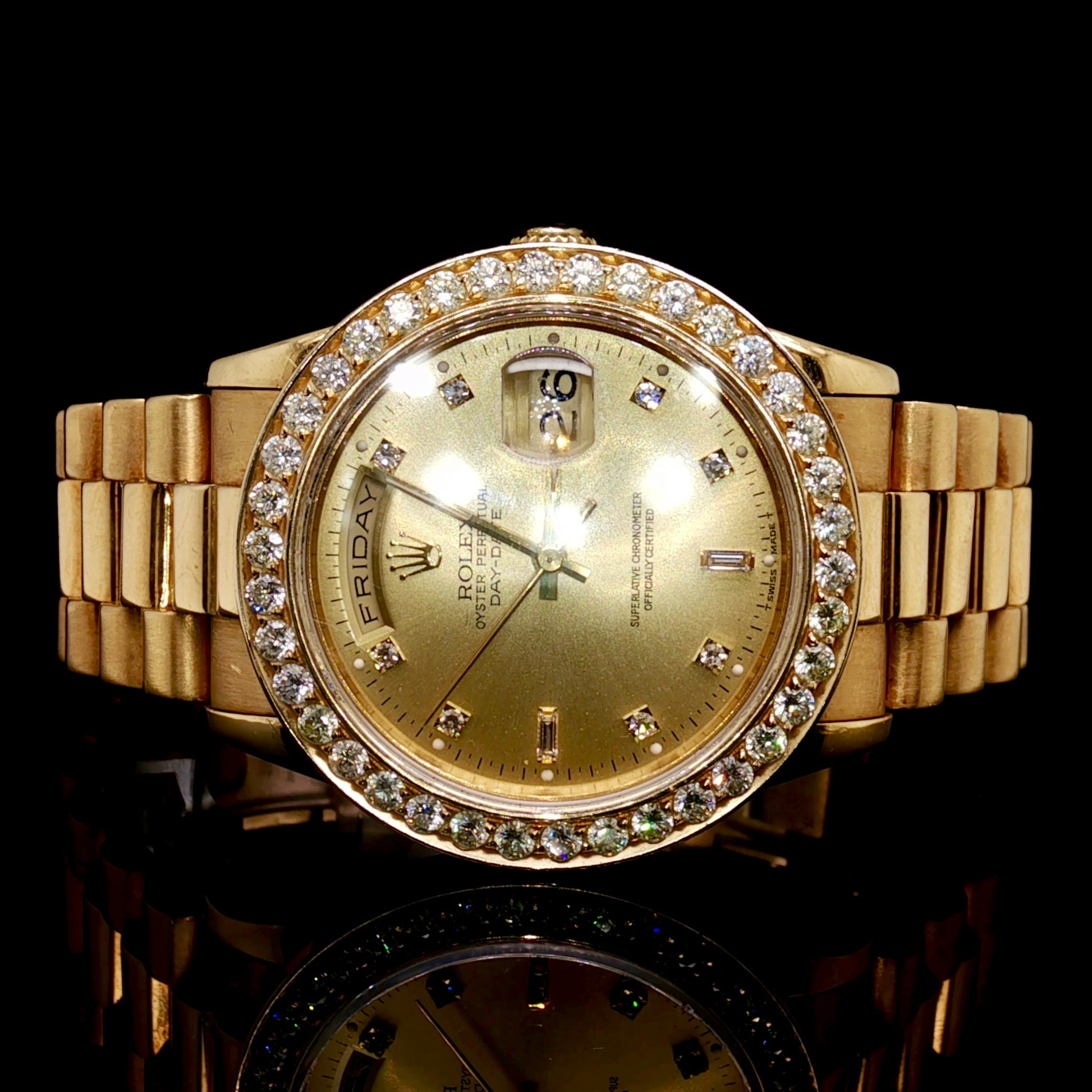 Rolex Day Date 36MM Presidential with 10 Pointer Diamond Bezel 18238
