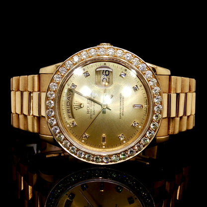 Rolex Day Date 36MM Presidential with 10 Pointer Diamond Bezel 18238