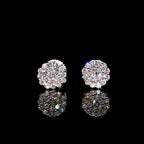 7MM Cluster Diamond Earrings 14K Gold