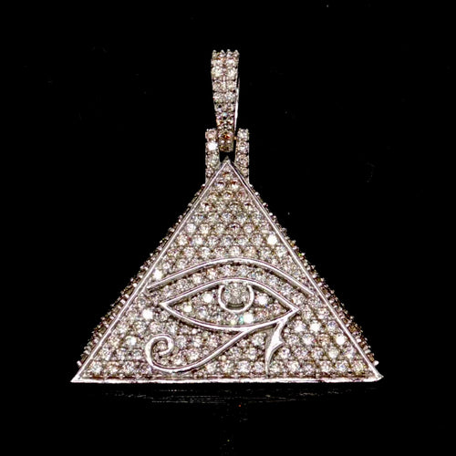 14K White Gold Diamond Eye of Horus Pendant