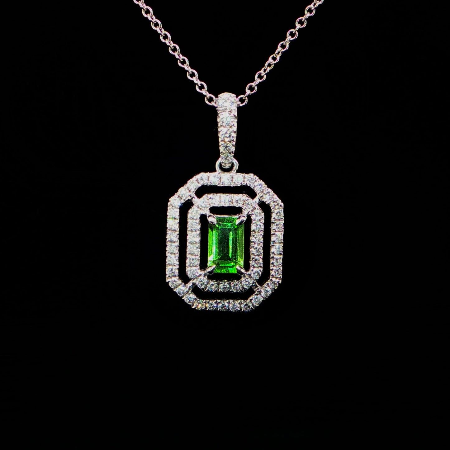 Emerald Halo Charm Necklace