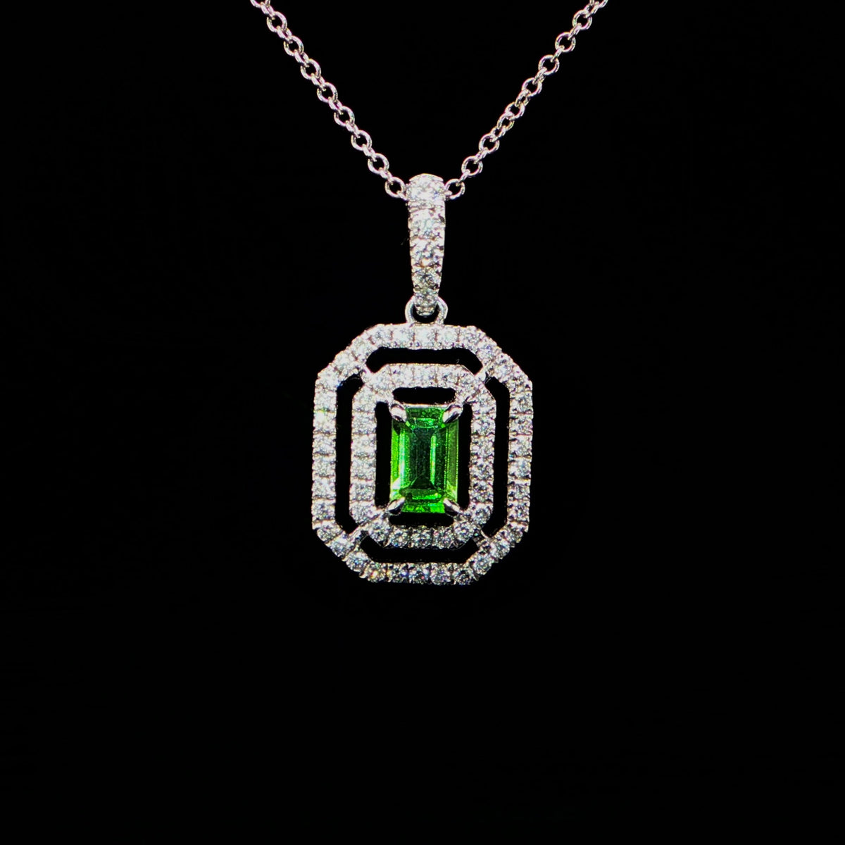 Emerald Halo Charm Necklace