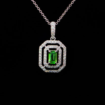 Emerald Halo Charm Necklace
