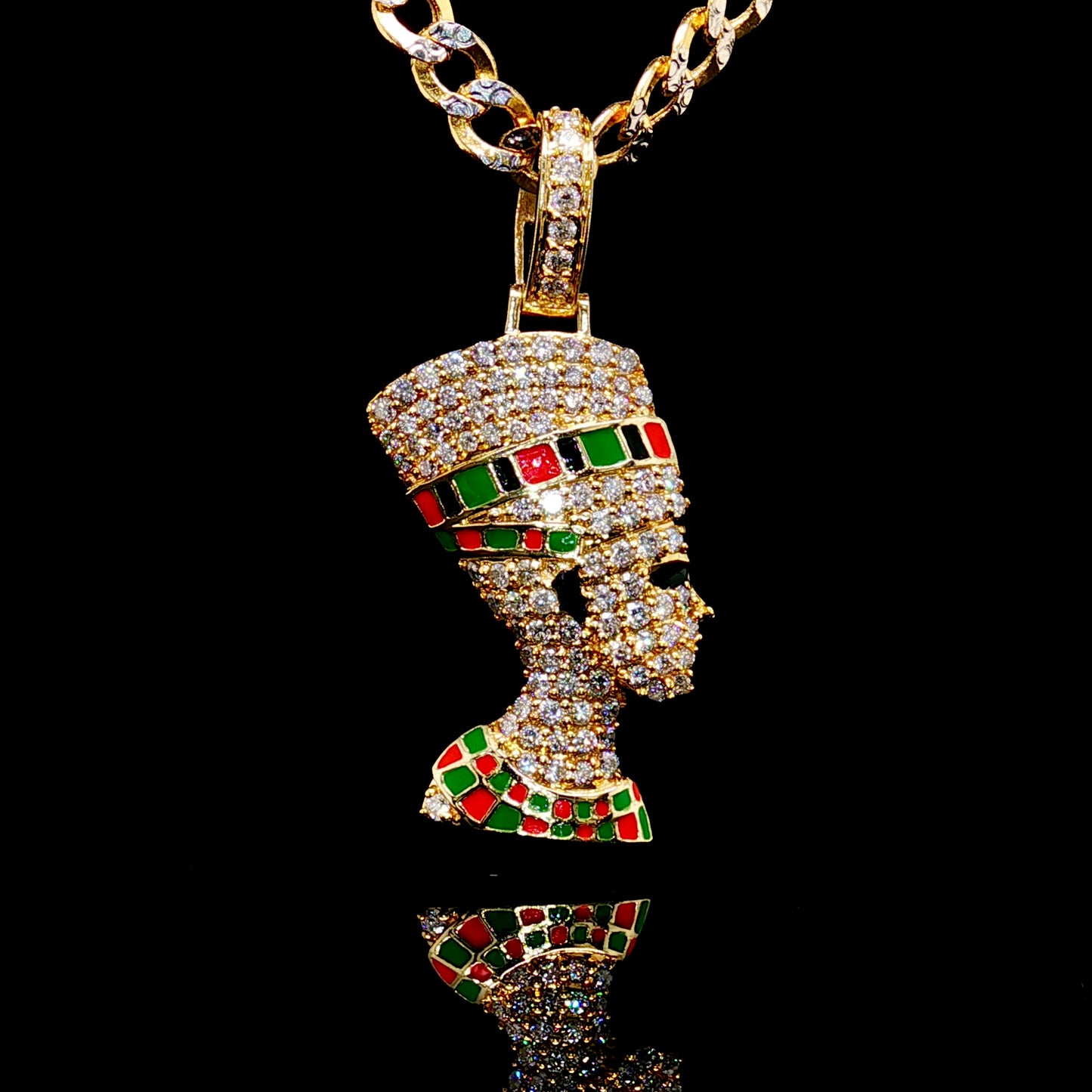 Diamond Nefertiti Pendant in 14k