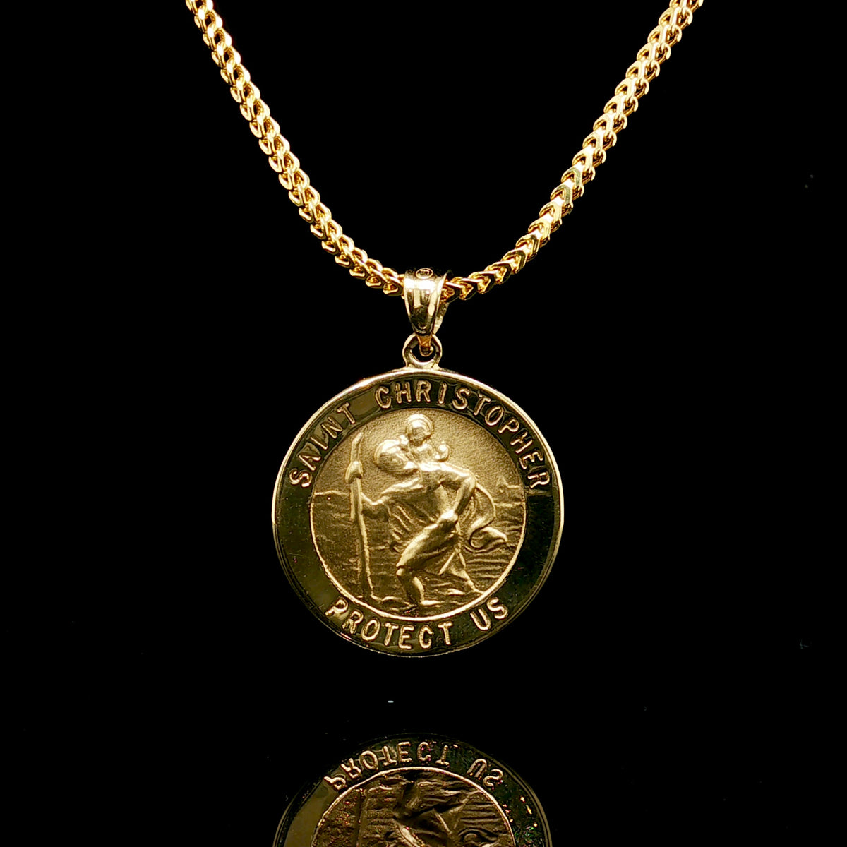 14K Solid St. Christopher Medallion