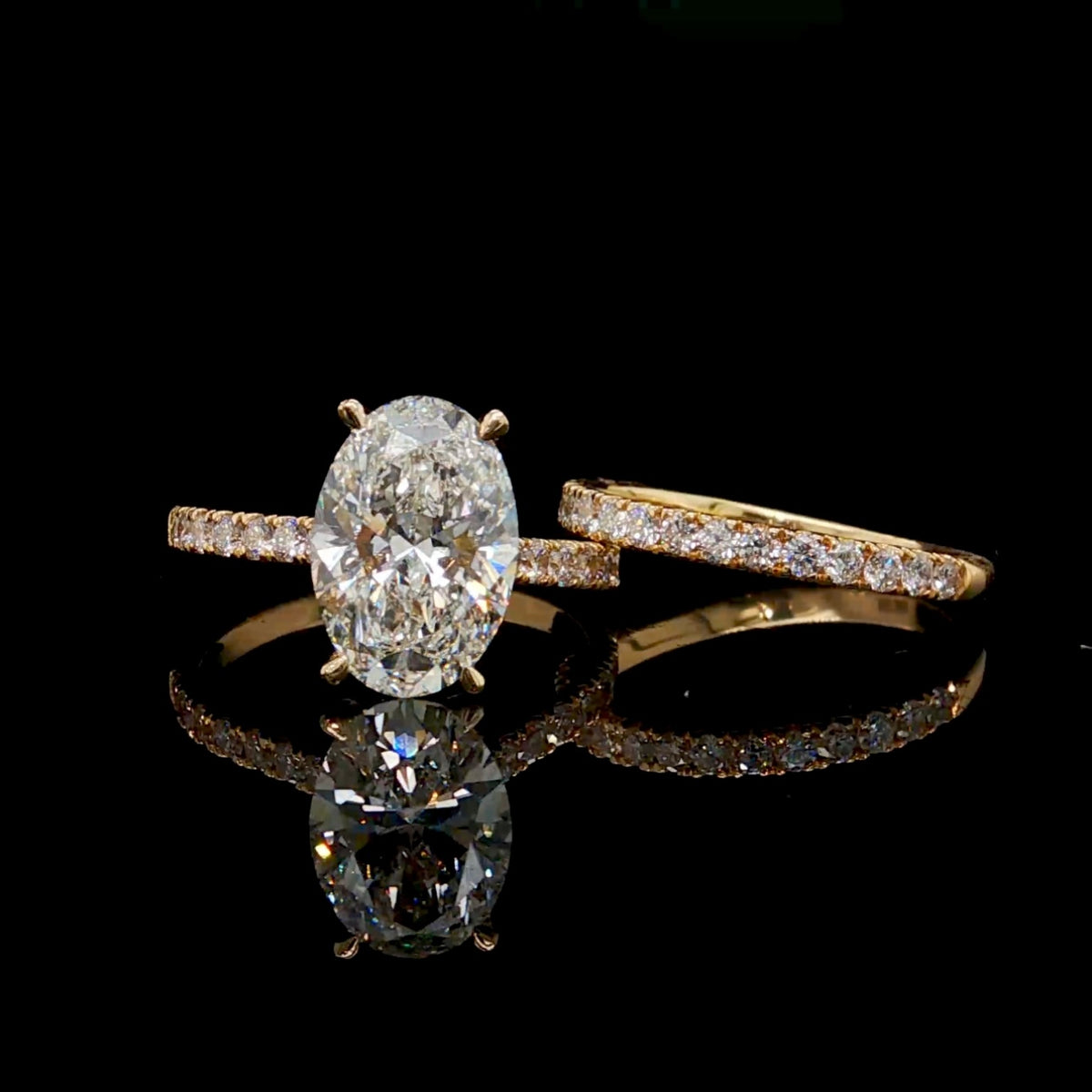 3CT Diamond Oval Ring Set