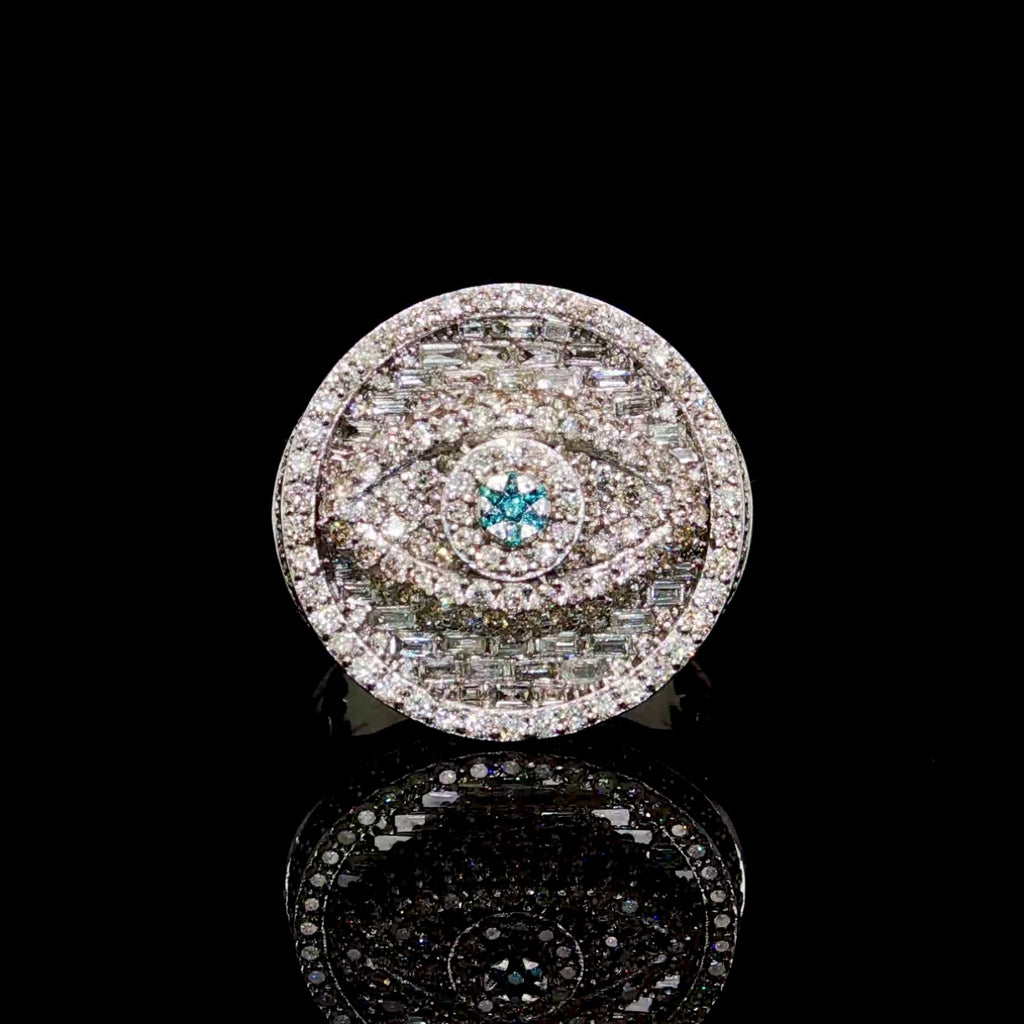 2 CT Diamond Mens Ring - Evil Eye