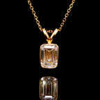 Bezel Set Emerald Diamond Pendant 14K Gold