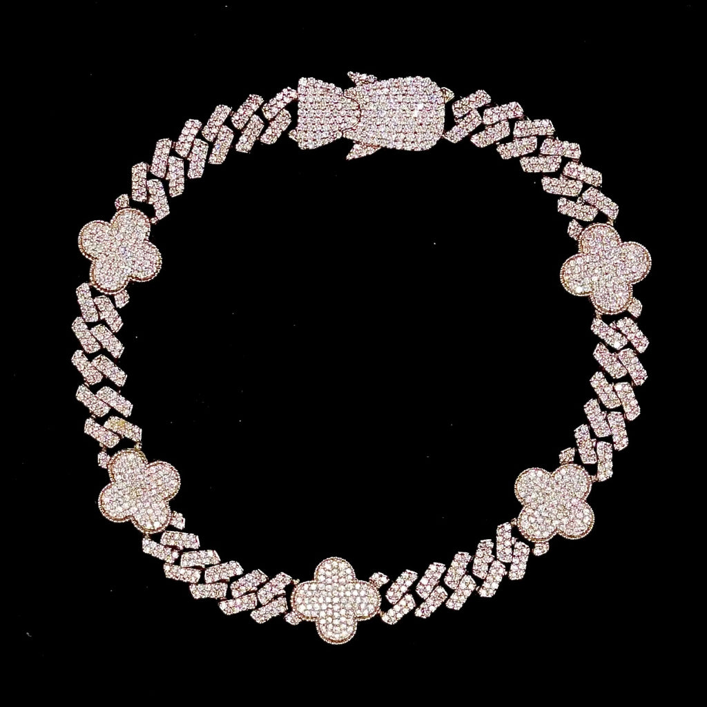 10KT White Gold Diamond Four Leaf Clover Bracelet