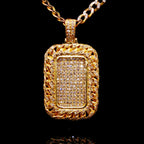 Solid Gold and Diamond Dog Tag Pendant 14K Gold