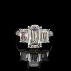 4CT Three-Stone Emerald Cut Diamond Engagement Ring