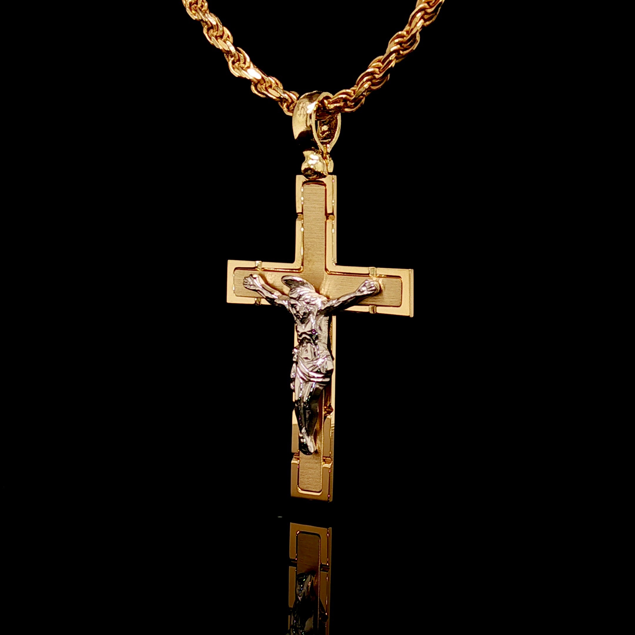 Solid 18KT Two Tone Cross Pendant – Rocco's Jewelry
