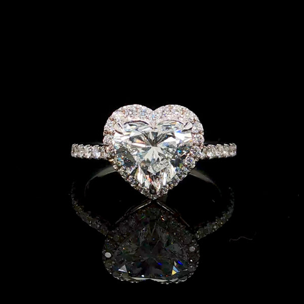 2.5CT Heart Cut Diamond Halo Engagement Ring