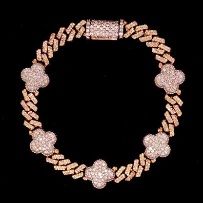 Diamond Four Leaf Clover Bracelet Two Tone Gold