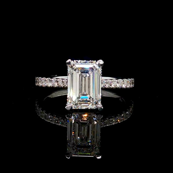 2CT Emerald Diamond Engagement Ring