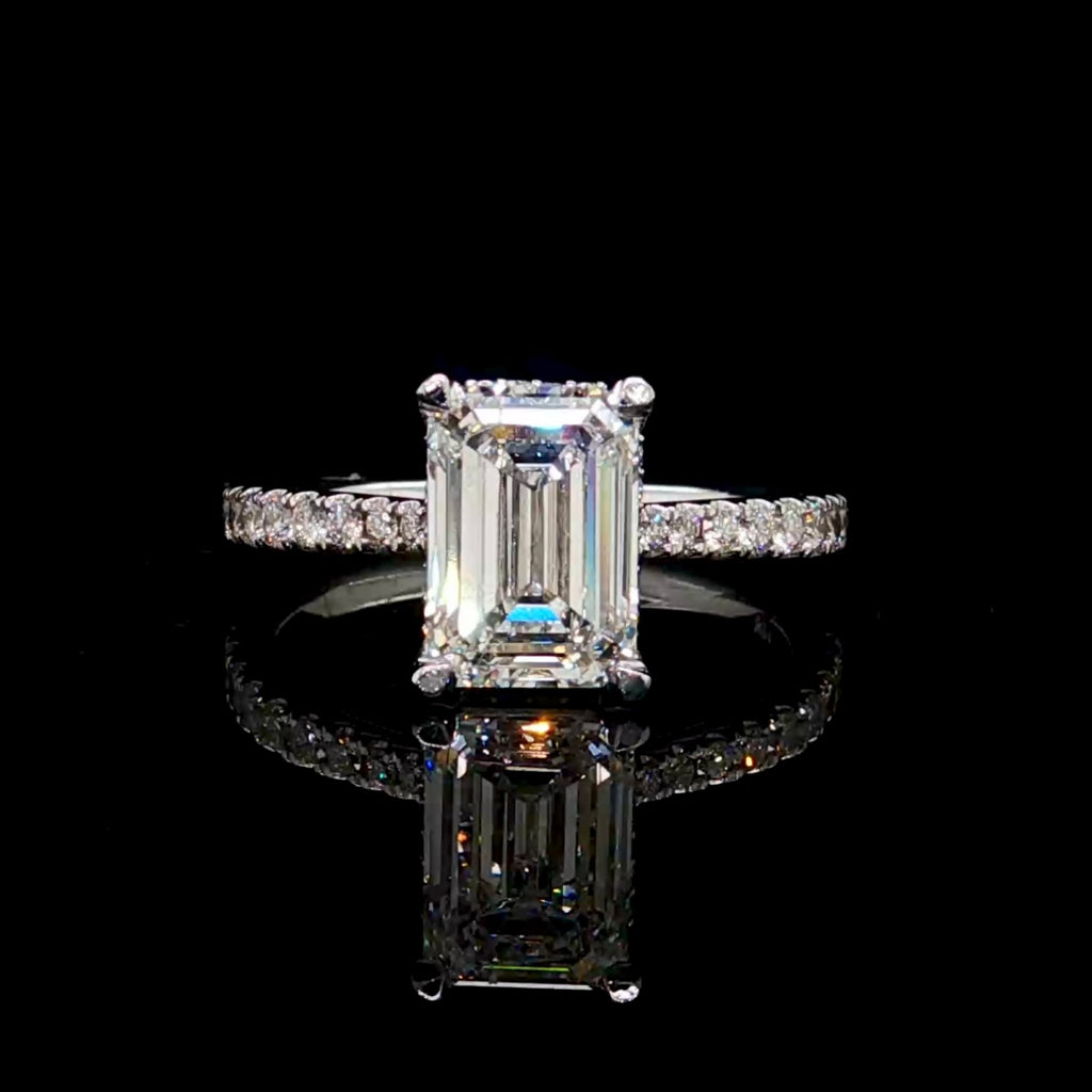 2CT Emerald Diamond Engagement Ring