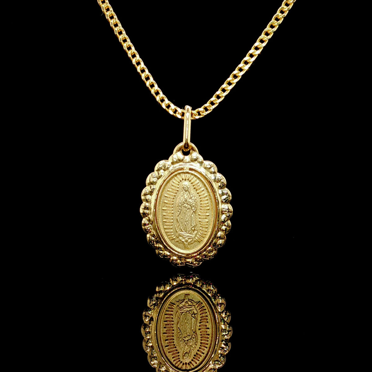14K Solid Virgen de Guadalupe Medallion