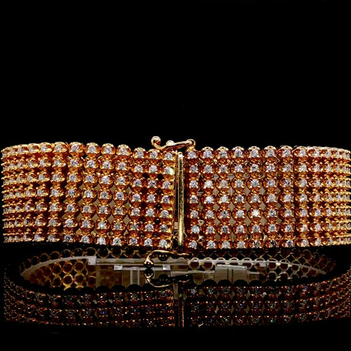 14K 7 Row Diamond 25MM 12.00 CTW Bracelet