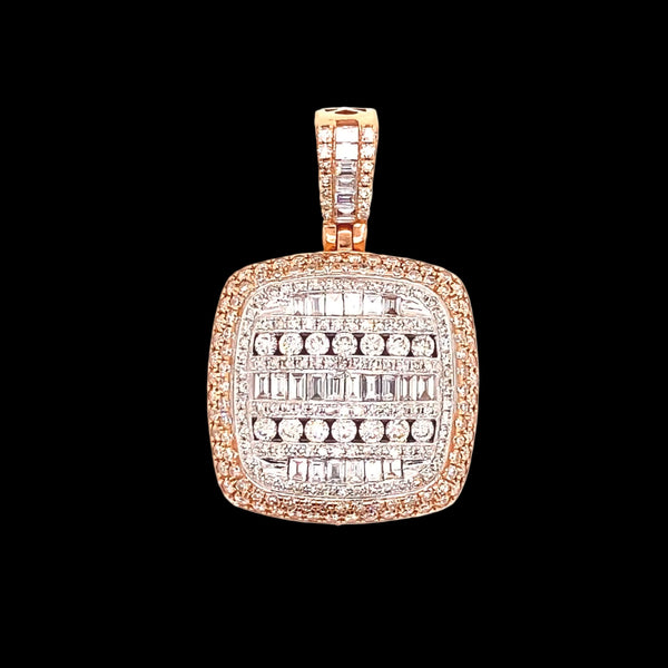 14k Rose Gold Diamond Square Style Pendant