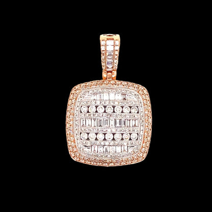 14k Rose Gold Diamond Square Style Pendant