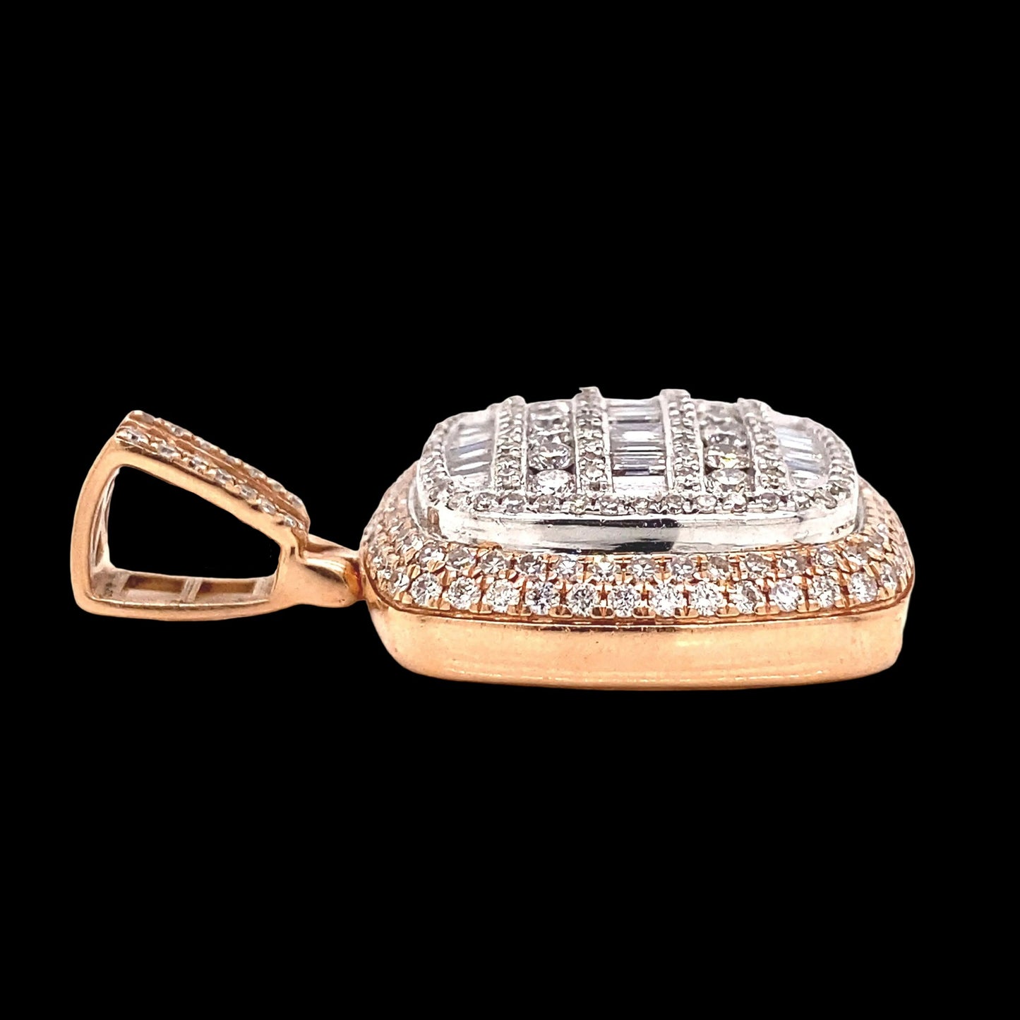 14k Rose Gold Diamond Square Style Pendant
