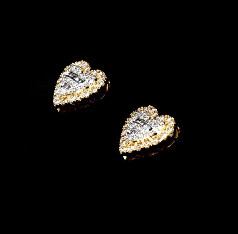 Heart Baguette Diamond Earrings