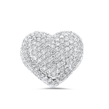 Heart 14k White Gold Natural Diamond Ring